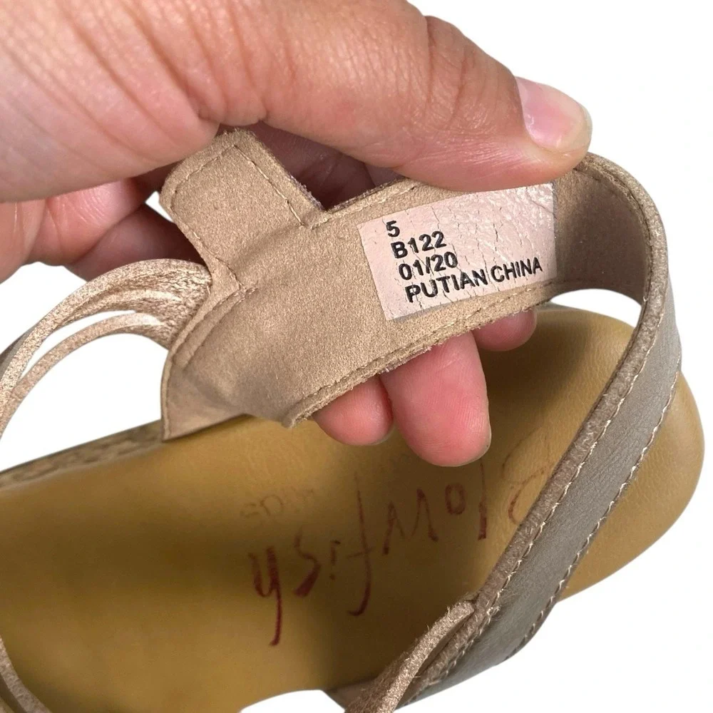 Blowfish Malibu Kids Sandals Copper Leather Size‎ 5 Cork Wedge  Hook/Loop  SU